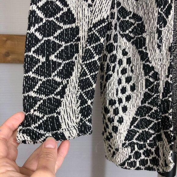 VERO MODA Black‎ Tan Design Knit Open Cardigan Sz M - Picture 3 of 6